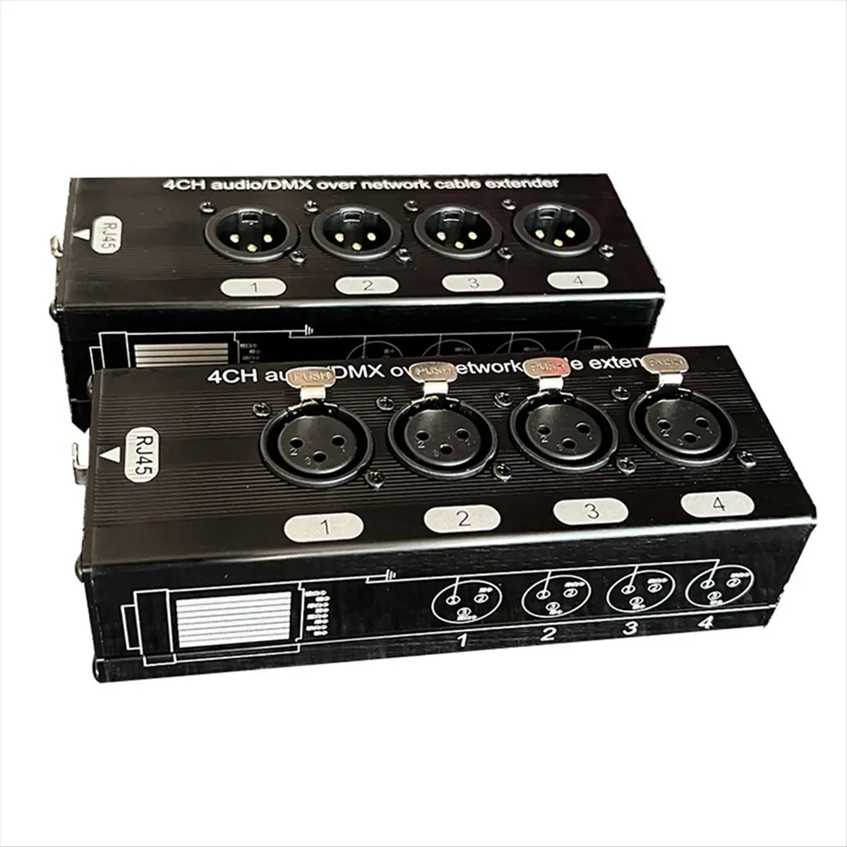 Homegood 1 Male + 1 Female 4 Channel 3 Pin XLR Audio and DMX over Network Cable Extender DMX512 Network Signal Extender