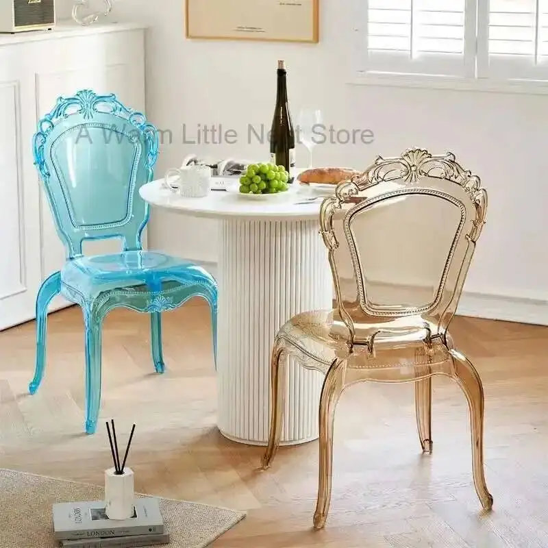 

Transparent European Plastic Dining Chair Nordic Clear Beauty Salon Chairs Dinette Wholesale Ultralight Cadeira Indoor Furniture