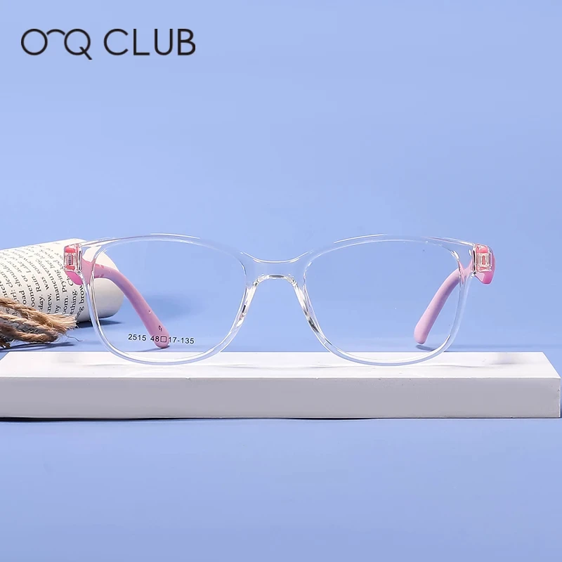 O-Q CLUB Kids Squre Glasses Frame Lovely Comfortable Eyewear TR90 Silicone Myopia Optical Spectacles 2515