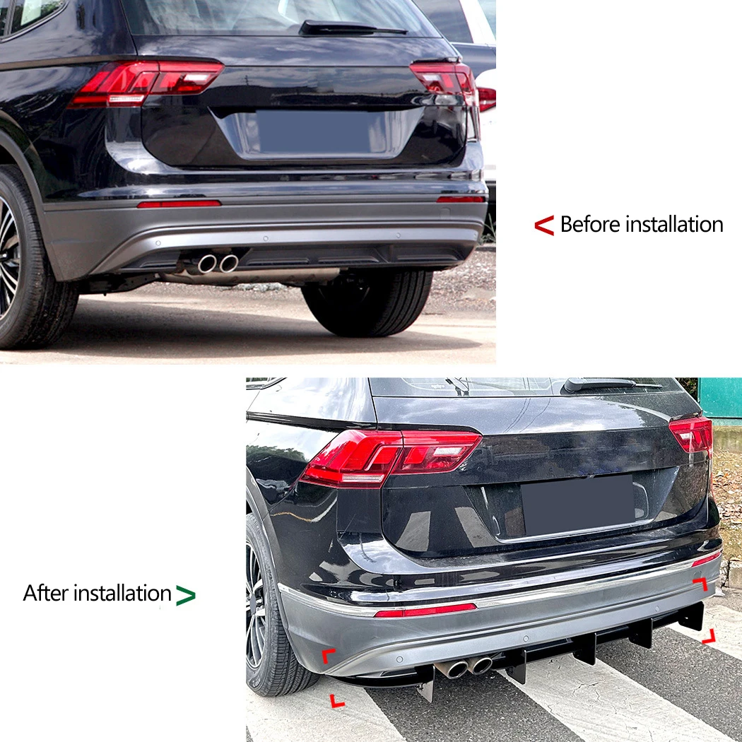 Rear Bumper Tail Lip Spoiler Diffuser Canards Applicable for Volkswagen Tiguan MK2 2021-2023 Standard Version Car Accessories