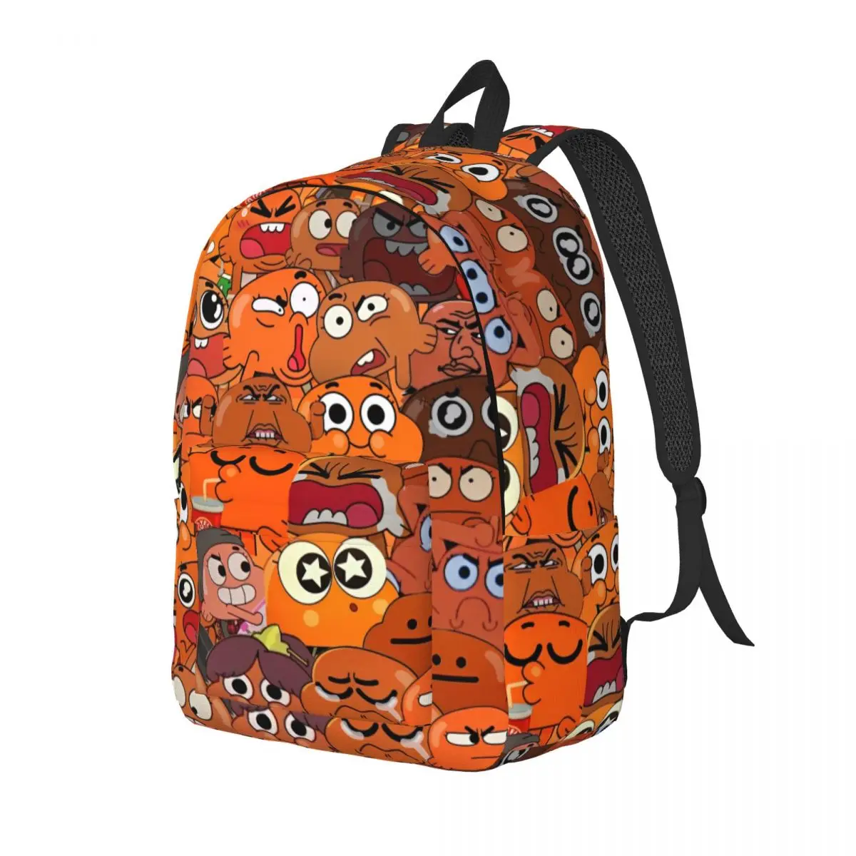Gum Ball Darwin Face Cartoon Backpack for Boy Girl Student School Bookbag Canvas Daypack Preschool Primary Bag Outdoor