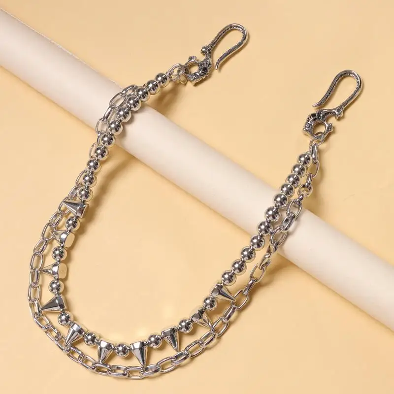 Multifuncional hip-hop punk metal rebites calças saco corrente de cintura multi-camada para vestir calças cinto jóias acessórios