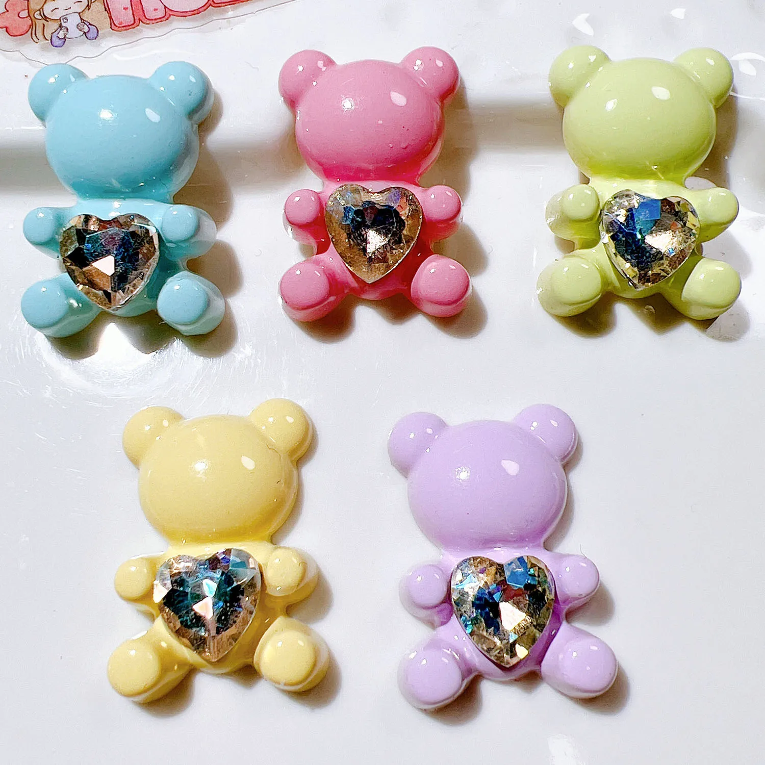 

100pcs Kawaii Cartoon Bear Flatback Resin Cabochons For Scrapbooking Craft DIY Hair Bows Accessories