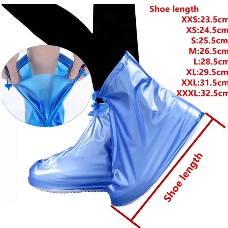 Waterproof Anti-Slip Rain Shoes Cover Reusable Shoe Cover Rain Boots Durable PVC Plastic Shoe Cover For Outdoor Walking Travel