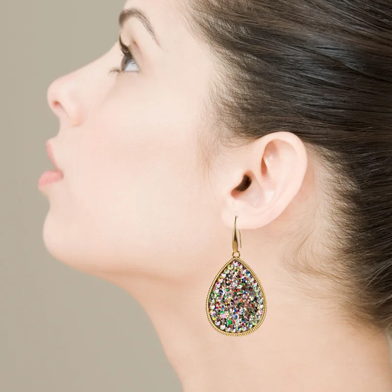 ins Source exaggerated super glitter leather earrings alloy vintage bohemian long earrings