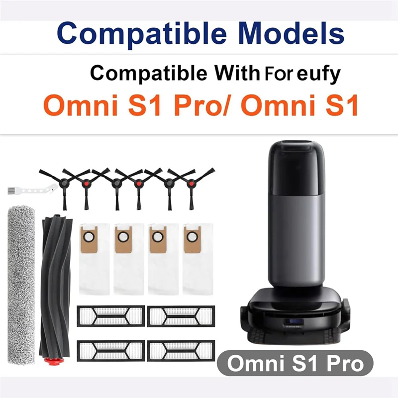 

17 шт. для Eufy Omni S1 Pro, запасные части для робота-пылесоса, основная щетка, боковая щетка, моющийся фильтр, швабра для пыли-HGSW