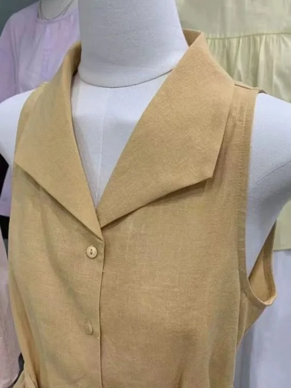 

Korean Sle Slim Fit irt Women's Summer 2025 Belted Svel Collar Single Button Chic Top Trendy Pure Color