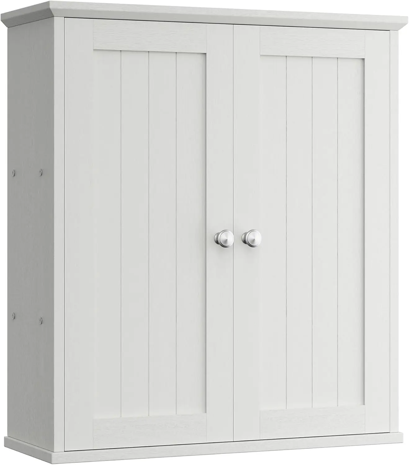 

White Bathroom Wall Cabinet with 2 Doors and 3 Shelves, Space-Saving Over Toilet Storage Organizer