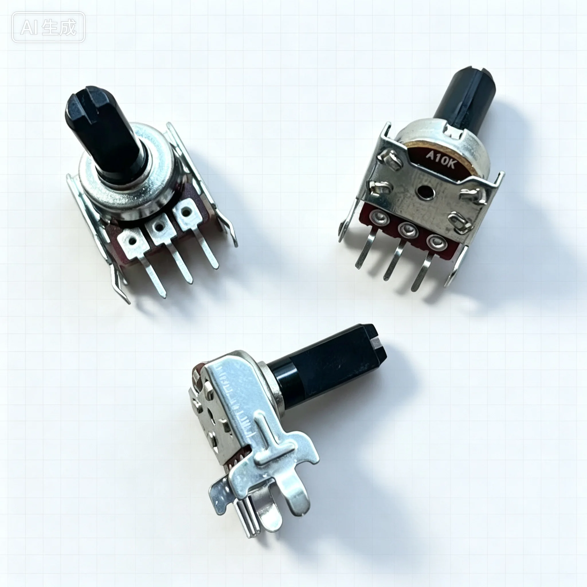 For 12 Type Single Potentiometer A10K A103 Horizontal 3Pin Volume Rotary Potentiometer 15MM Shaft