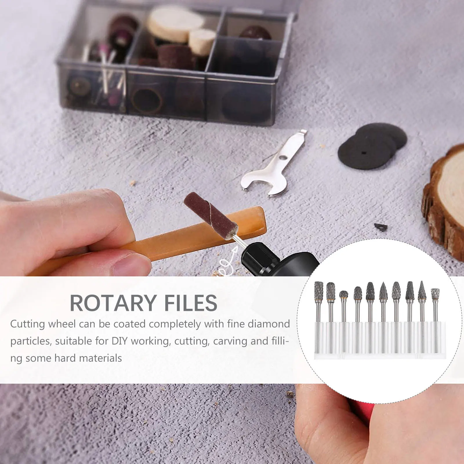 10 Stuks Wolfraam Staal Roterende Bestanden Set Multifunctionele Sterven Bits Carving Graveren Polijsten Roterende Boor Bestand Houtbewerking Gereedschap