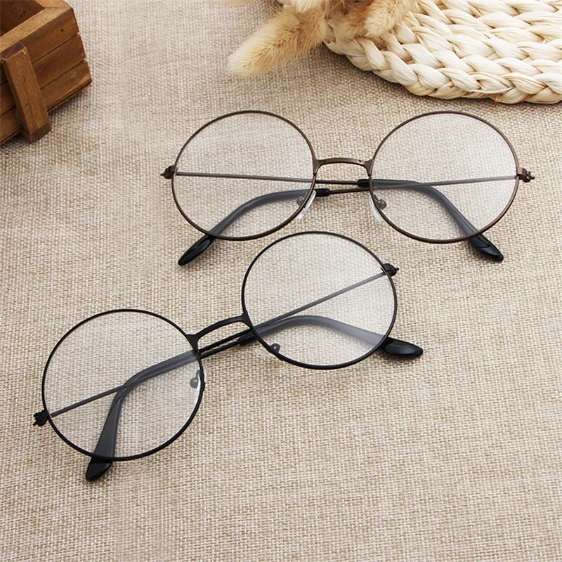 Retro Round Plain Clear Glasses Ultra Light Metal Decoration Transparent Eyewear Prescription Optical Spectacle Frames Eyewear