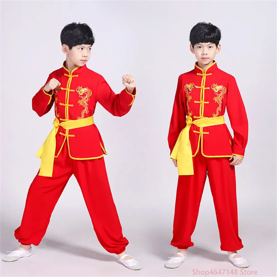 Kinderen Chinese Traditionele Wushu Kleding Voor Kinderen Martial Arts Uniform Kung Fu Pak Meisjes Jongens Podiumkostuum Set