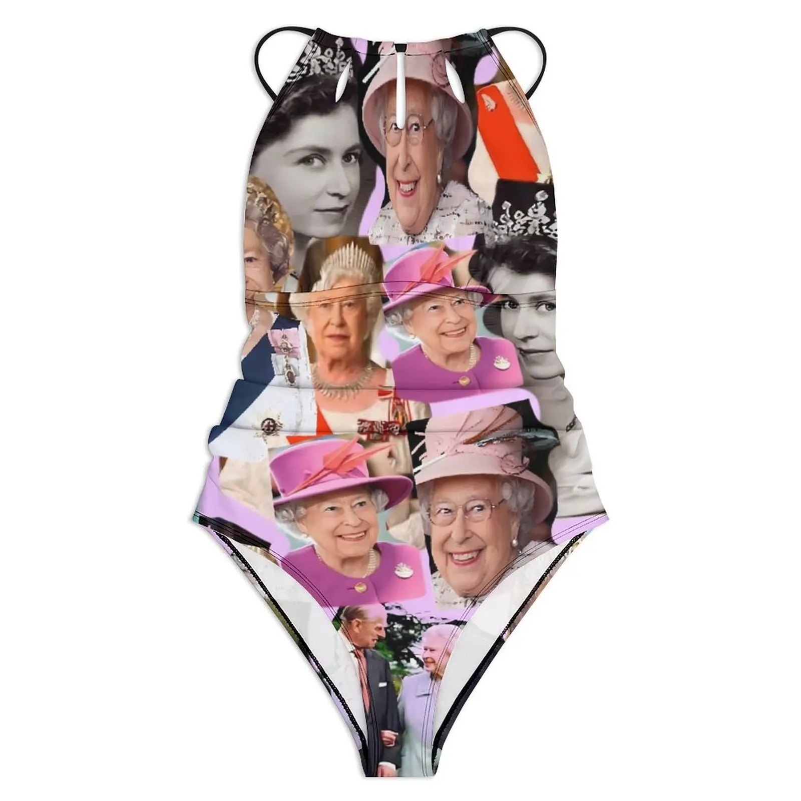 Elizabeth II Swimsuit Sexy HRH Queen One Piece Swimwear Push Up Bodysuit Retro Holiday Pool Beachwear