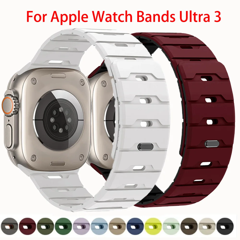 Magnetisches Silikonarmband für Apple Watch Armbänder Ultra 3 49 45mm 44 46mm 42 40mm Gürtelarmband für iWatch Serie 11 10 8 7 6 5 9 SE