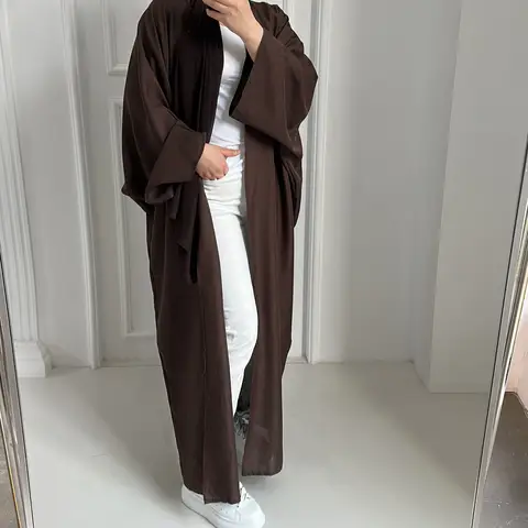 아바야 기모노 두바이 무슬림 가디건, 여성 캐주얼 로브, 여성 이슬람 의류, 린넨 블렌드, 패션