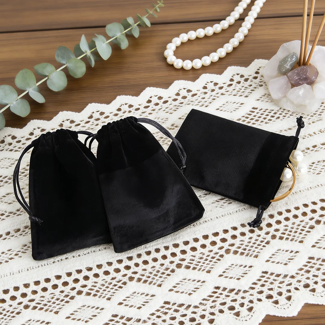 5Pcs High-Quality Velvet Drawstring Pouches Durable Jewelry Storage Bags  for Travel Use and for Birthday&Festival Gift Wrapping