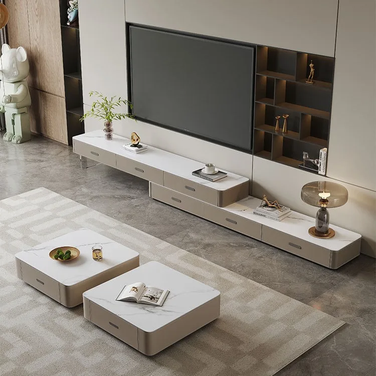 !@Nordic Modern Luxury Living Room Furniture Set with Solid Wood Includes Marble Coffee Table TV Unit for Apartment Use