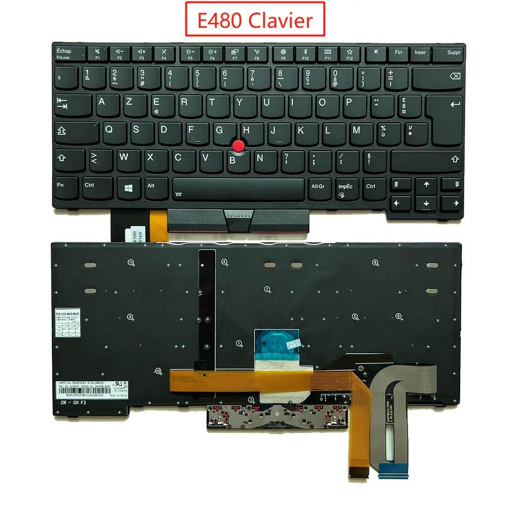 

New Backlit French Keyboard For Lenovo Thinkpad E480 T480S L480 T490 T495 E490 L380 L390 Yoga L490 E485 E495 Laptop FR Clavier