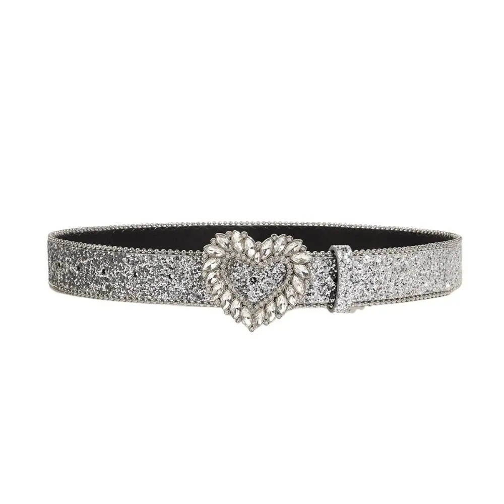 Metalen gesp Strass tailleband Geometrische Koreaanse stijl Y2k Strass riem Gotische tailleband Leren riem Jeans Decoratief