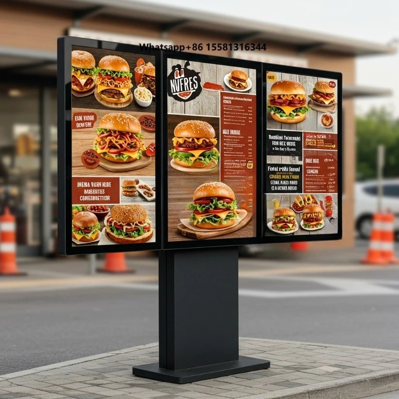 MWE IP65 43 55 Inch Weatherproof Outdoor Advertising Screen Digital Signage for Restaurants Retail Stores Drive-thru-Menus