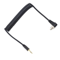 2.5mm to Male Flash PC Sync Cable with Screw Lock Extended Coiled Wire for Connecting Cameras and Flash Triggers