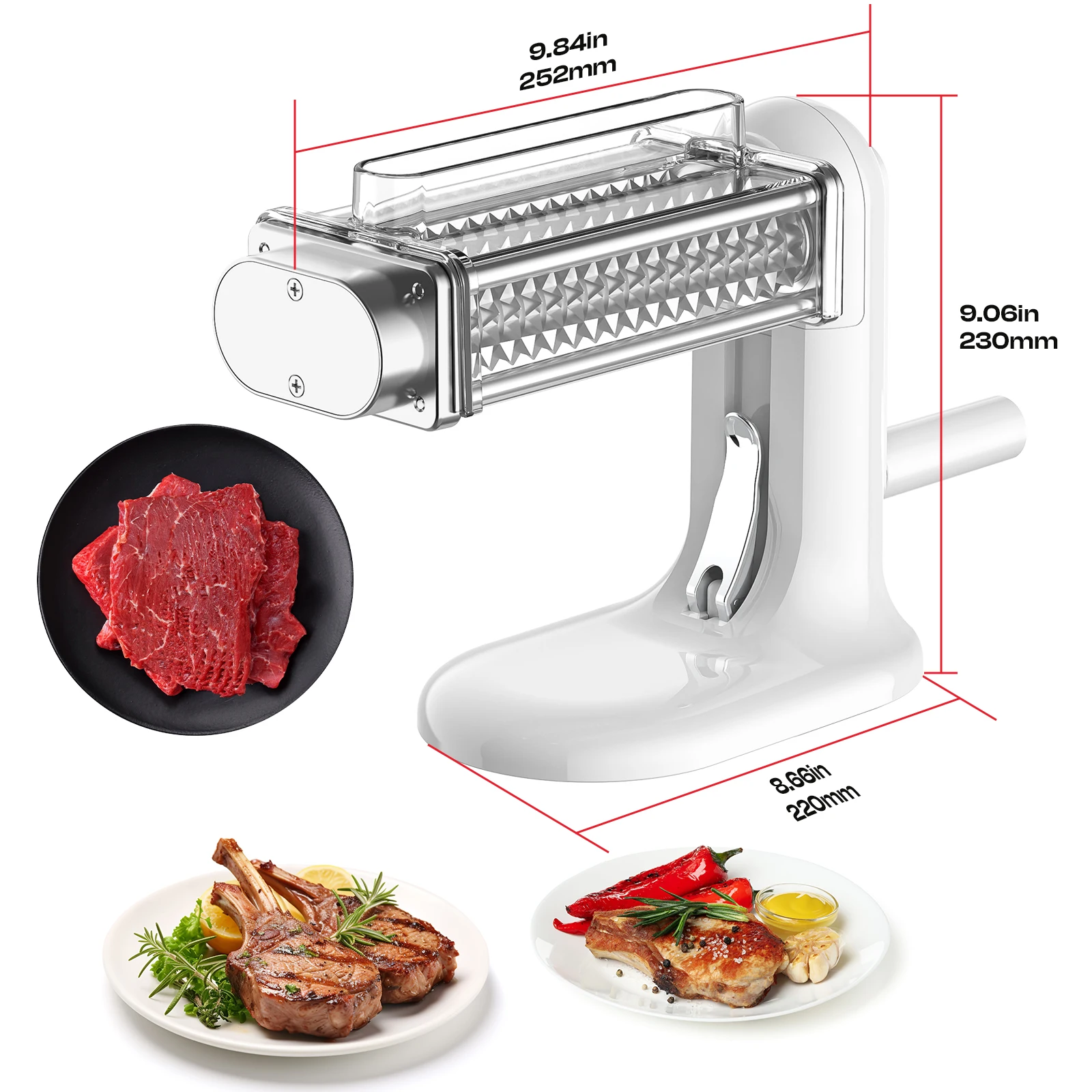 Manual Meat Tenderizer Tool, Meat Tenderizer Machine with Stainless Steel Gear, Steak Flatten Cuber Rolling Meat Poultry Tenderi