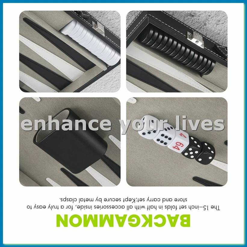 Backgammon Set - Classic 14.75 Inch Backgammon Sets for Adults Board Game for Antique Backgammon Set Set Family Game Set-A12I