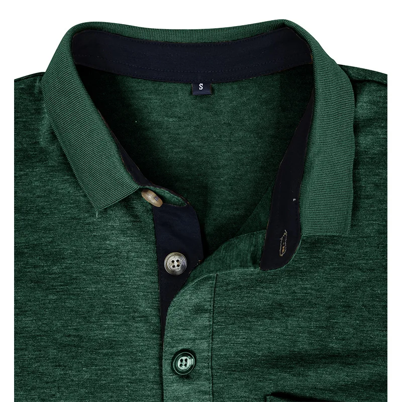 Frühling Trend männer Langarm Casual T-shirt Solide Revers Button Up Pullover Tops Herbst Drehen Unten Kragen Bodenbildung Polo-Shirt – Detail 30
