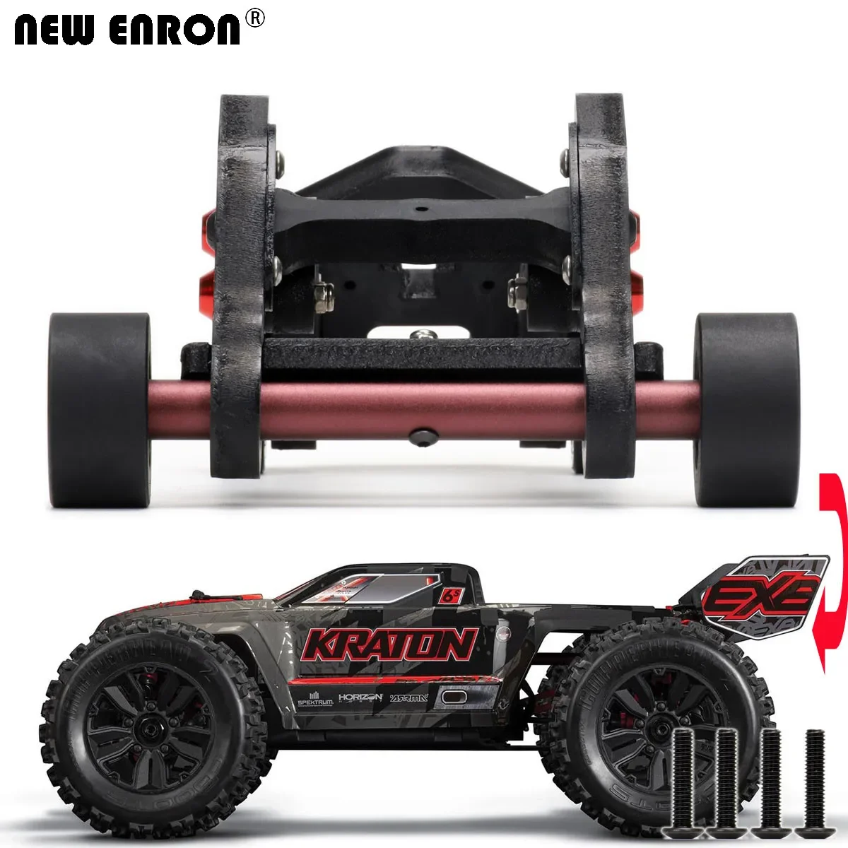 Nuevo ENRON Spring Head-Up Wheelie Bar protector del chasis parte inferior trasera protege la rueda de nailon para ARRMA 1/8 KRATON 6S ARA8708T1
