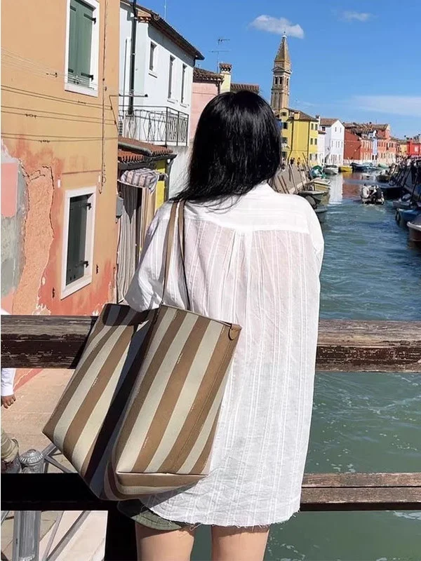 Losse dames witte getextureerde irt zomer casual zonbescherming katoen button-up lange Sve halflange kraag pure kleur