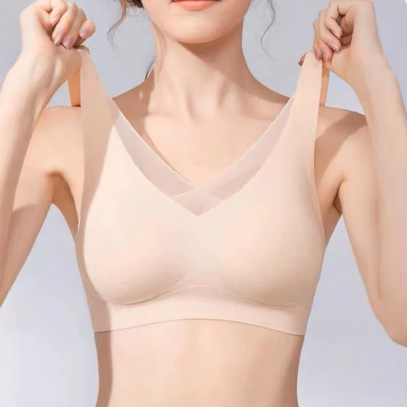 Prosthetic Breast Bra for Women after Breast Surgery, Fake Breast Bra, Push-Up Fake Breast Bra, Seamless Breathable, Wire-Free Bra, Close-Fitting Shoulder Straps, Adjustable Breast Pads, Removable