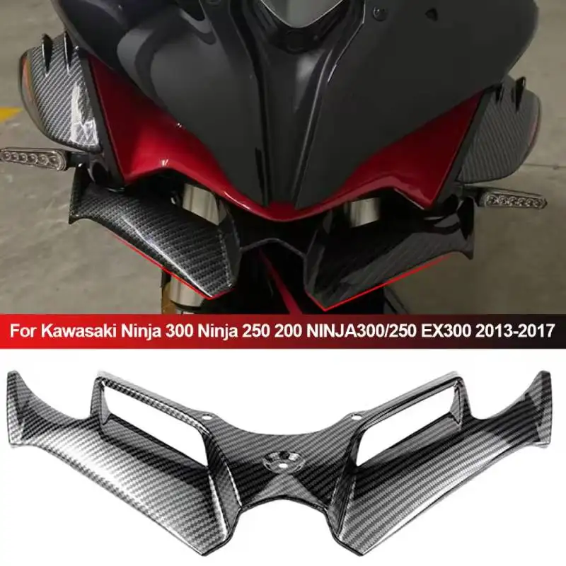 2026 NEW Carbon Fiber Pattern Motorcycle Winglet Aerodynamic Wing Kit Spoiler For Kawasaki For Ninja 300/250 EX300 2013-2017