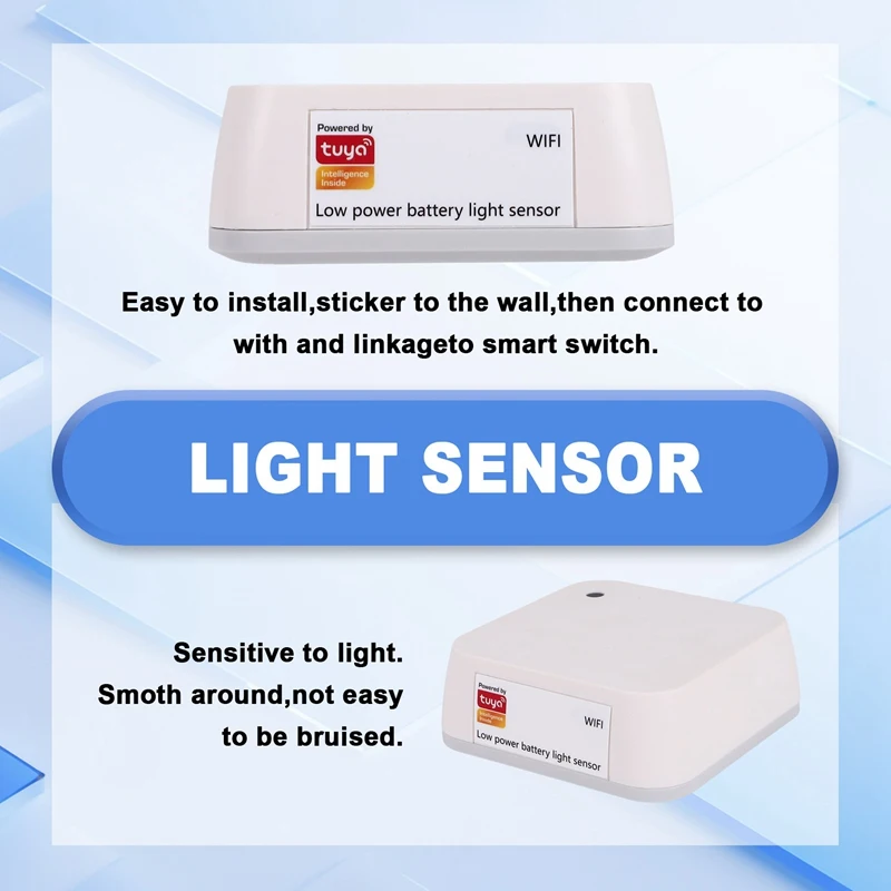 BAAD Tuya Wifi مستشعر الضوء الذكي الذي يعمل بالبطارية، ضوء المنزل الذكي، كاشف ذكي، جهاز التحكم الآلي للستارة