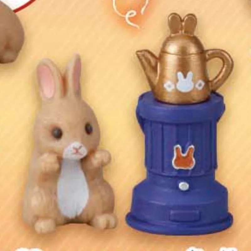 Genuine Miniatures Figurines Mini Home Warming Rabbit Tarlin Figurine Winter Heater Capsule Toy Scene Ornament for Kids Gifts