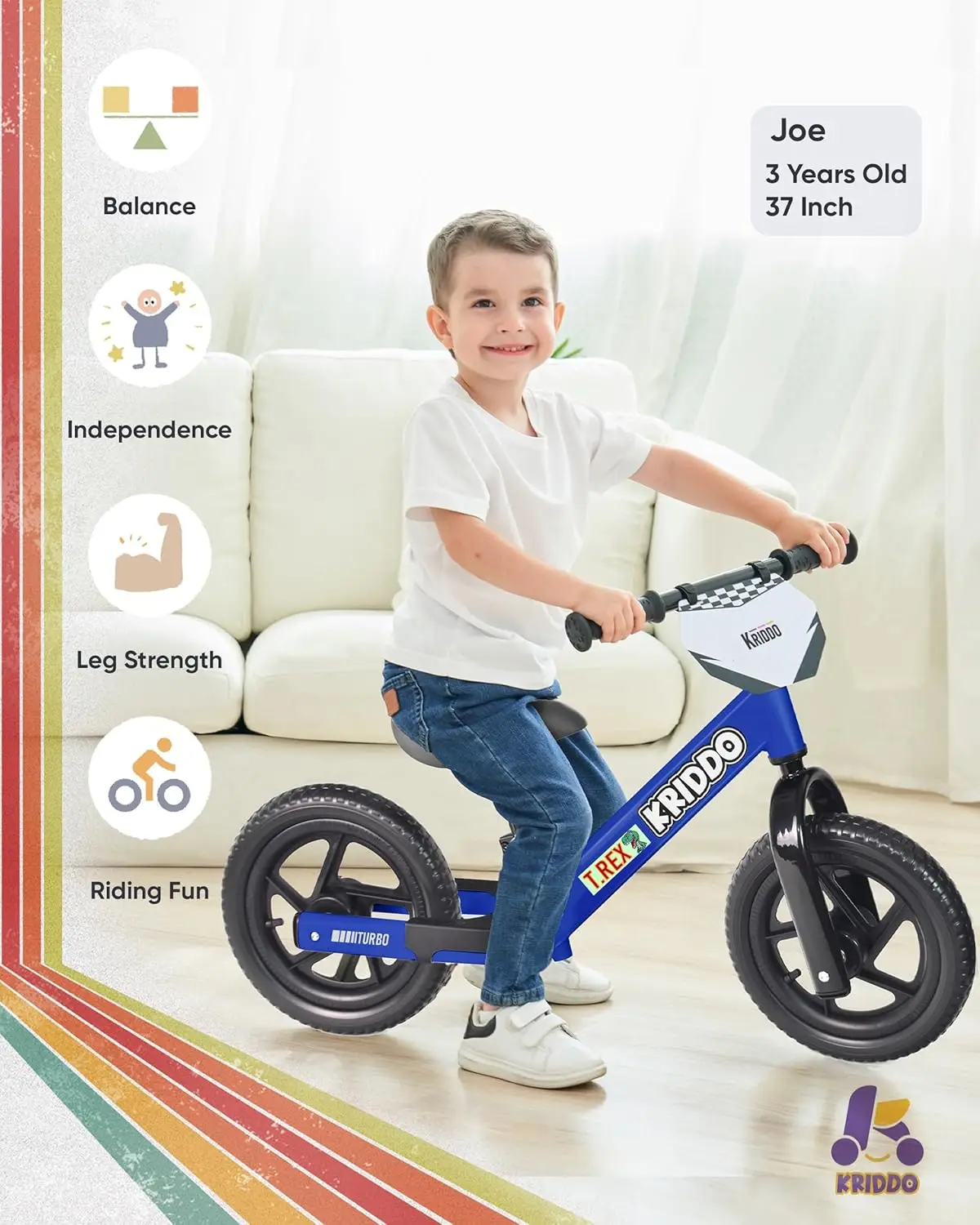 Balance Bike 2 Year Old, Toddler Balance Bike for Kids Aged 2-5, with DIY Colorful Stickers, Non-Slip Sporty Footrest, Racing-St