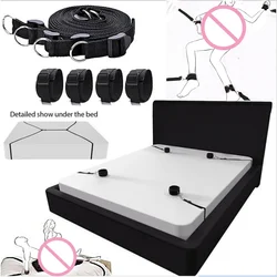 Jogos Eróticos Bondage Bed Set para Casais, Produtos Sexuais para Adultos, BDSM Sex Bondage, Mulheres Algemas, Restrições do Punho no Tornozelo, Brinquedos Anais