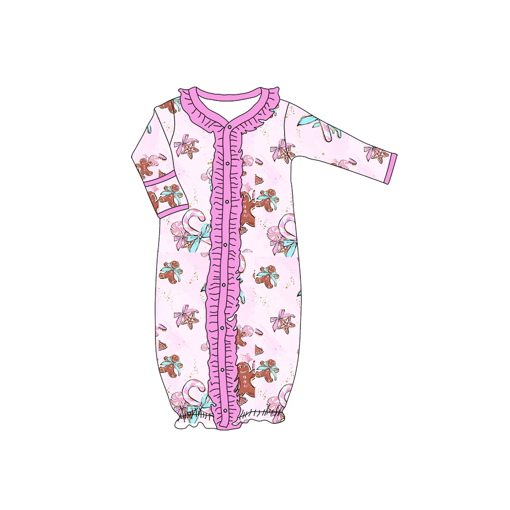 Children Boutique Christmas gingerbread Girls pajamas outfits girls night gown baby gown Baby blanket