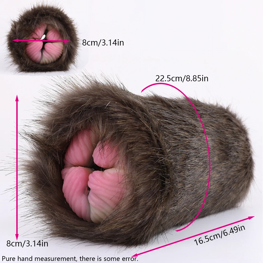 GEEBA Soft Silicone Male Masturbator In Artificial Fur Dual Hole Sex Toys For Men Realistic Vagina Pocket Pussy All-pass Channel