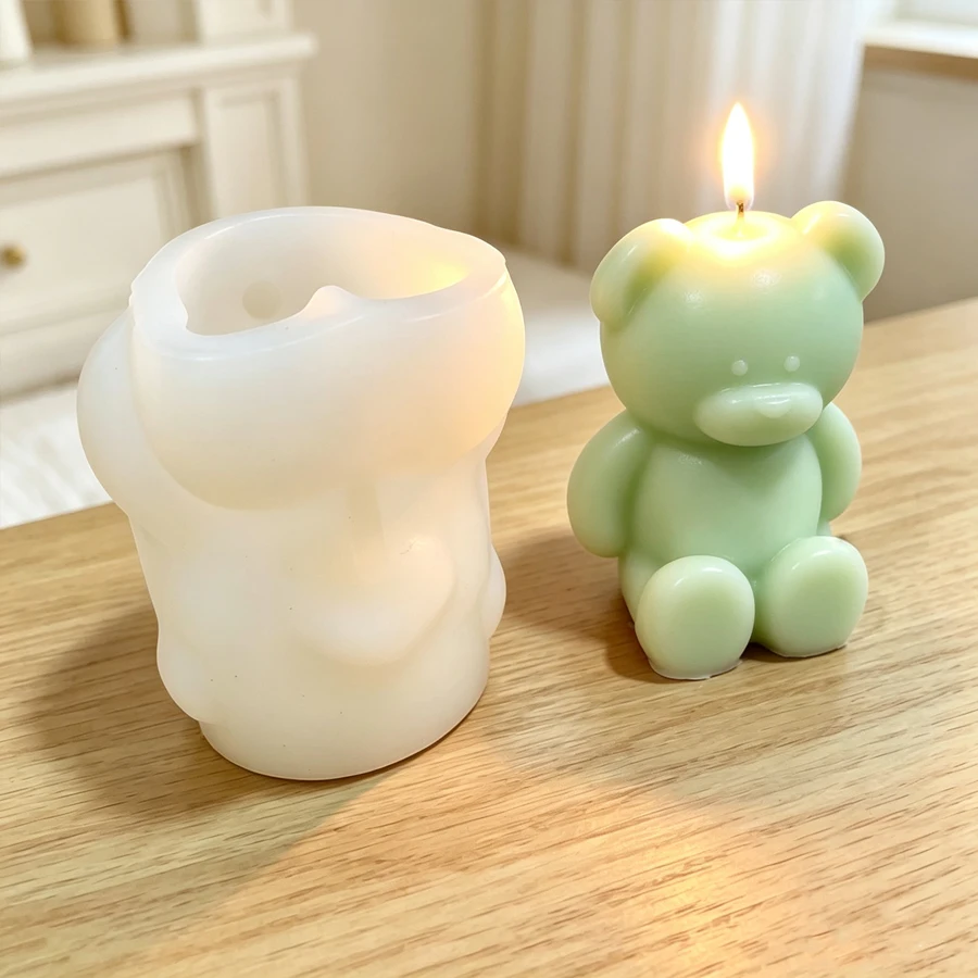 3D Bär Silikon Kerze Form DIY Gips Harz Seife Kuchen Backen Werkzeuge Handgemachte Kerzen, Der Kit Wohnkultur