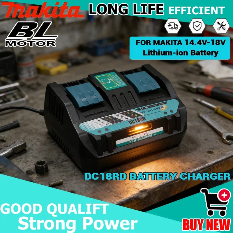

Новейшее зарядное устройство Makita для двух литий-ионных аккумуляторов, ток зарядки 4А, для инструментов Makita BL1830, BL1430, DC18RC, DC18RA, быстрая зарядка