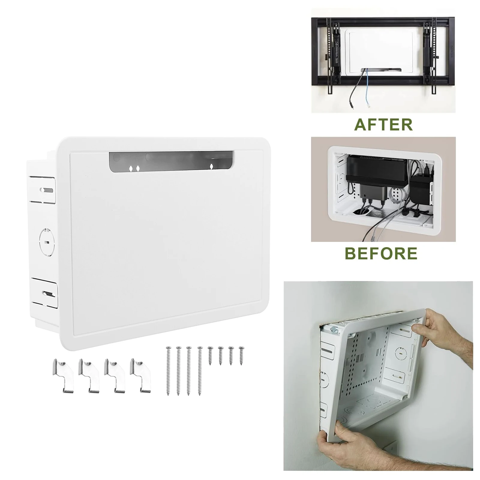 

Cable Management Kit 9inch in-Wall TV Media Box Recessed TV Outlet & Network Enclosure in-Wall Enclosure, TV Home Theater Box