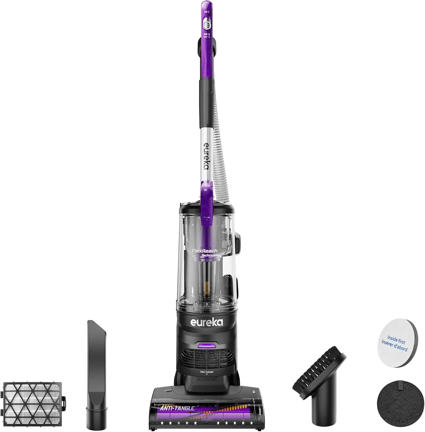 Powerful Upright Vacuum Cleaner for Carpet and Hard Floor, Lift-Up Design with Large Dust Cup, Anti-Tangle, Purple