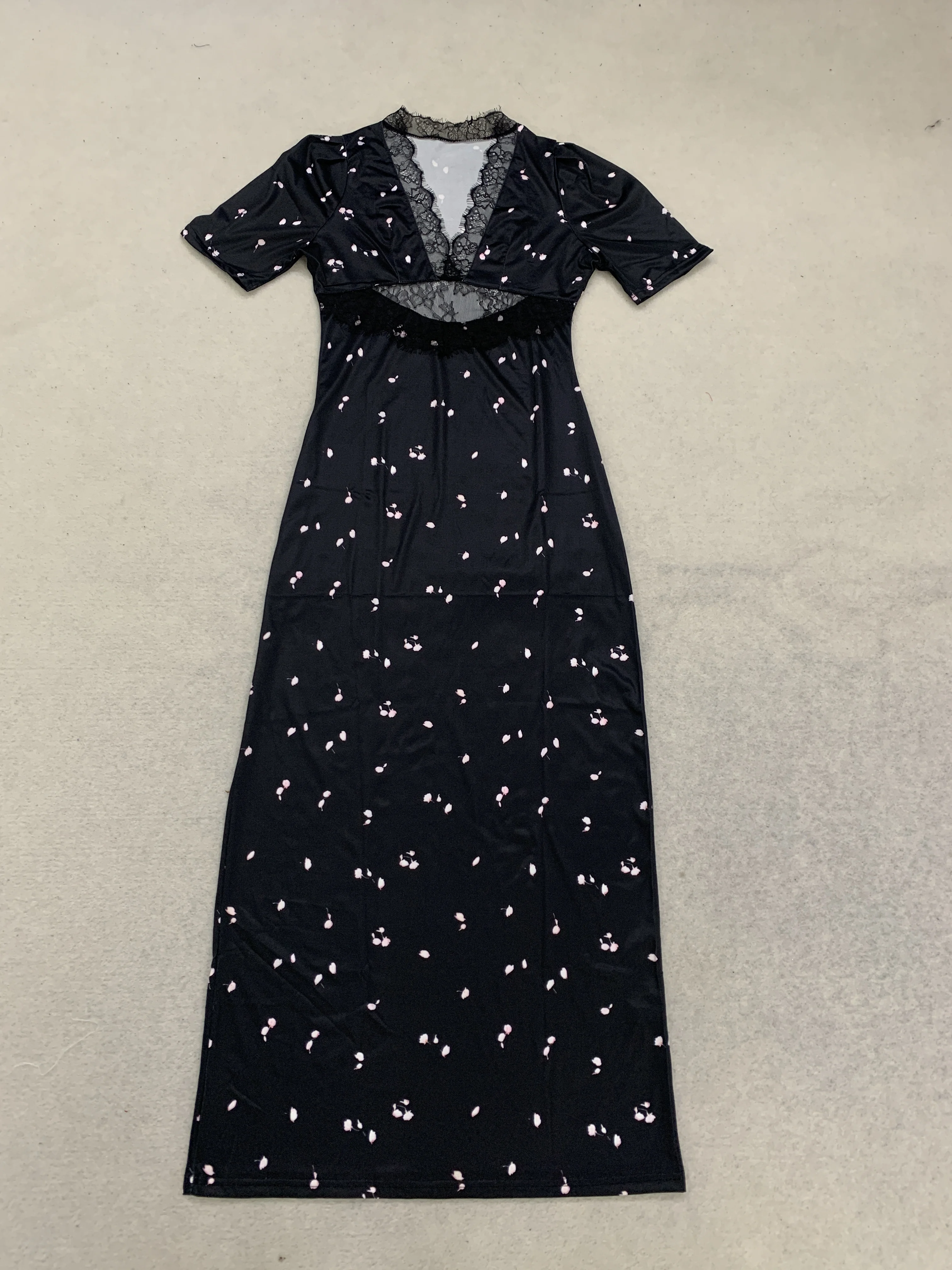 French-style Chic Black Lace Dress With a Deep V-neck, Perfect For a Sassy, Sultry Look