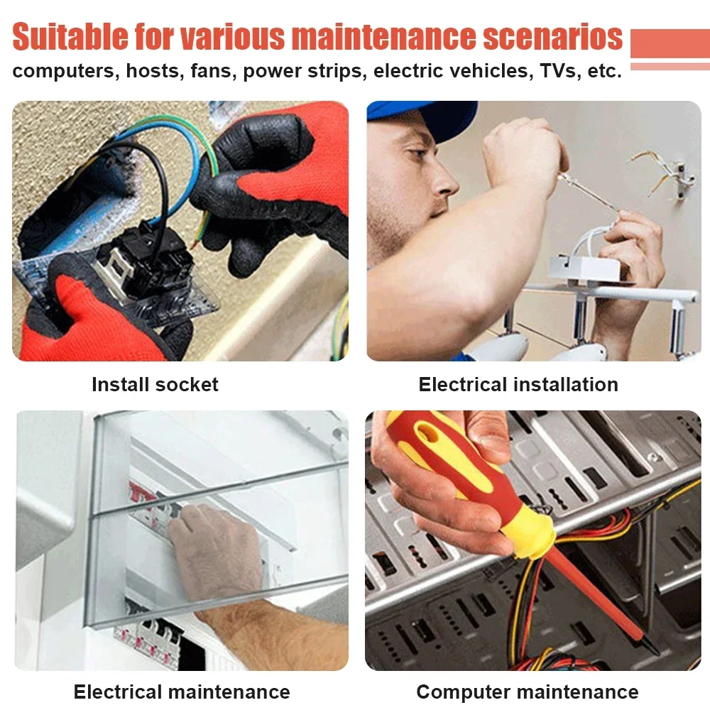 10Pcs 교환 가능한 블레이드 VDE 절연 스크루 드라이버 세트 케이스 자기 500V 가정 및 전문 사용 전기 도구