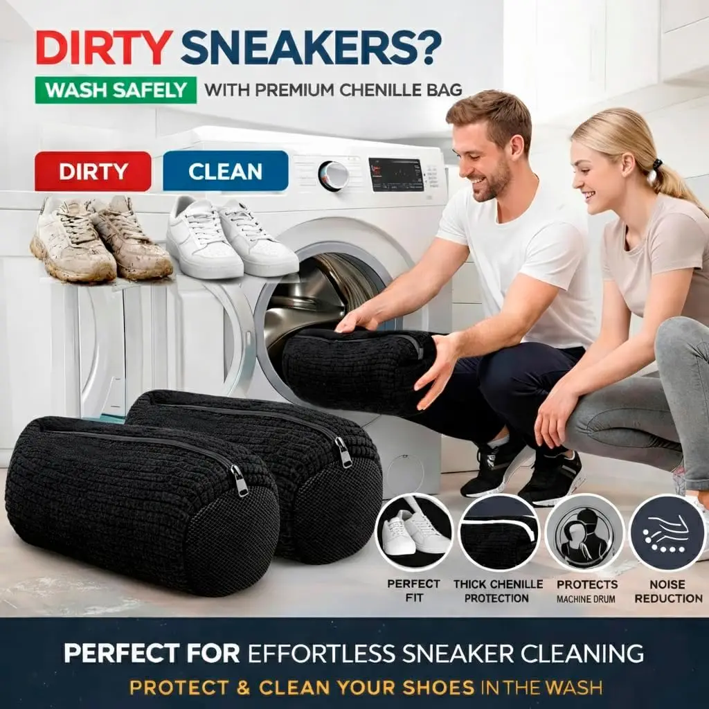 2pcs Shoe Washing Machine Bags Reusable Sneaker Washing Bag for Washing Machine Shoe Laundry Bags for Washer and Dryer Cleaning