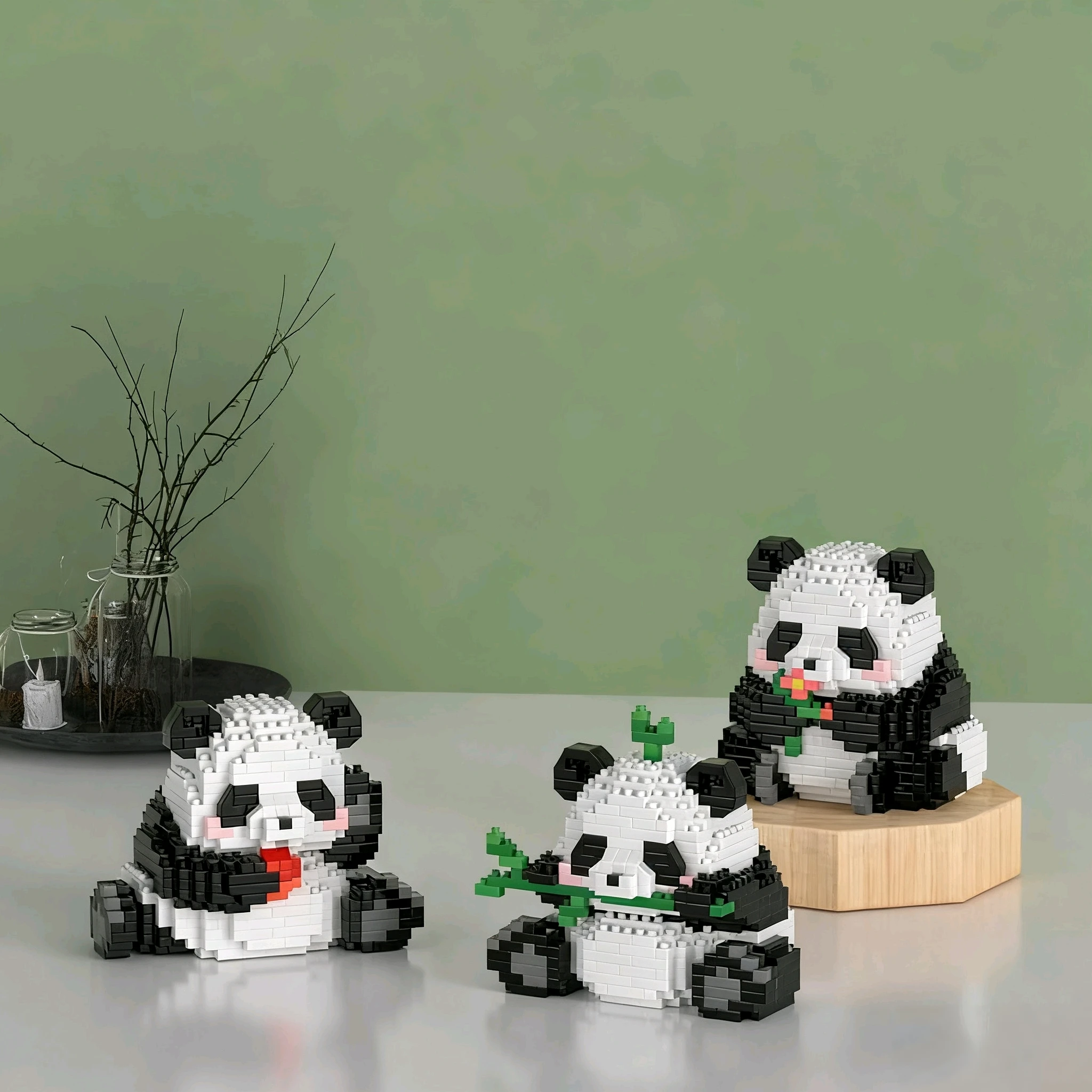 3-in-1 Panda Building Block Set, a Building Block Set with Three Different Ways to Play (Only One of the Three Combinations Can Be Chosen), Panda Model Decoration, Perfect for Young People, Boys and Girls | Ideal Gifts for Halloween, Thanksgiving, Christmas, and Assembling Children's Toys.