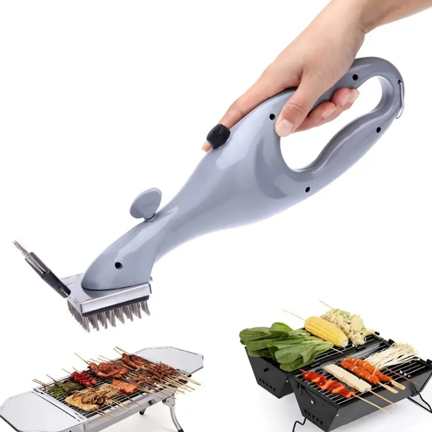 

Grill Brush and Scraper with Powerful Steam - Premium Stainless Steel BBQ Cleaner for Charcoal, Ceramic, Iron, and Steel Grills