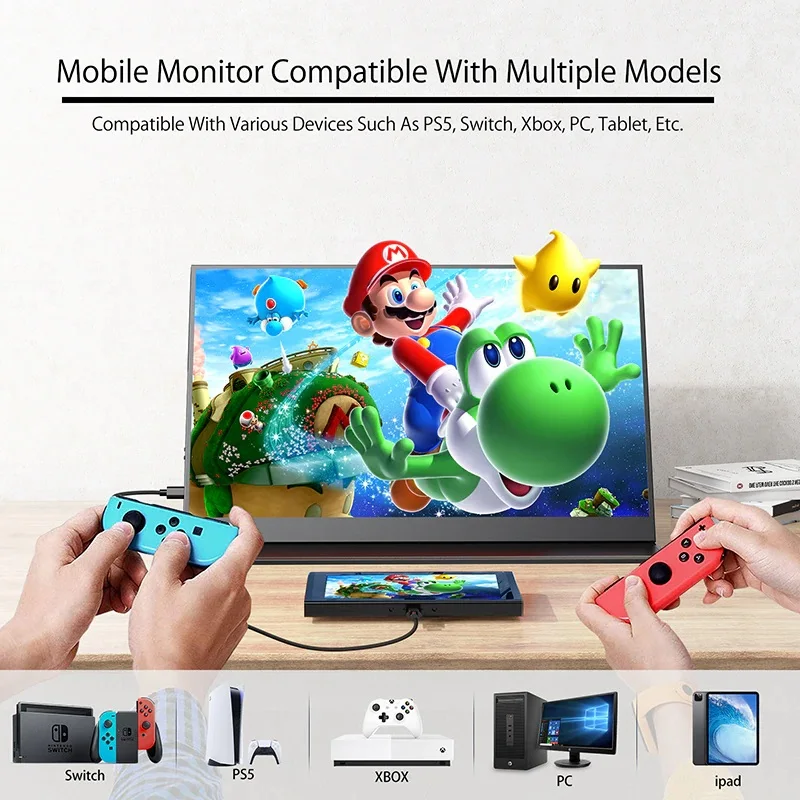 PORPOISE 14\'\' Portable Monitor 2.5K 1600P IPS USB-C Mini-HDMI External Second Screen for Mac Laptop PC Android Switch Xbox PS4/5