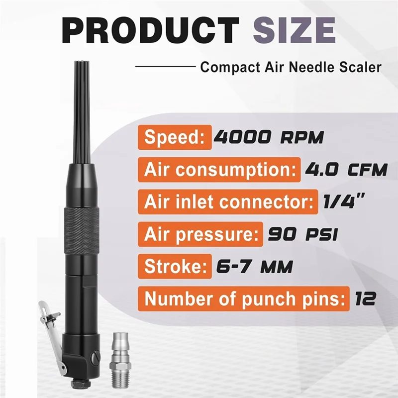 

AT02-компактный воздушный игольчатый скалер с 40 иглами для удаления накипи 7 футов с воздушным питанием, удаляет шлаковую, ржавую краску и грязью.