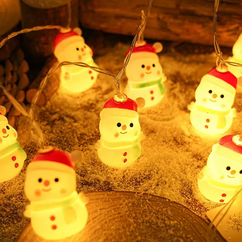 Christmas Decorative String Lights Snowman 10/20LED Warm White Battery Operated Fairy Lights for Xmas Tree Home Holiday Decor
